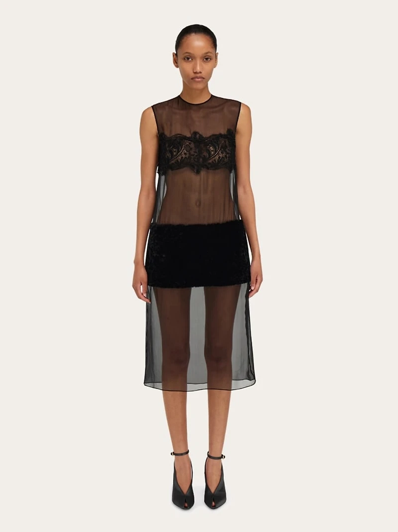 Shift dress with inlay details