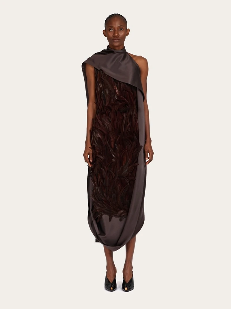 Feather embellished dress