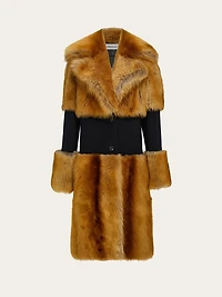 Shearling coat with wool inlay