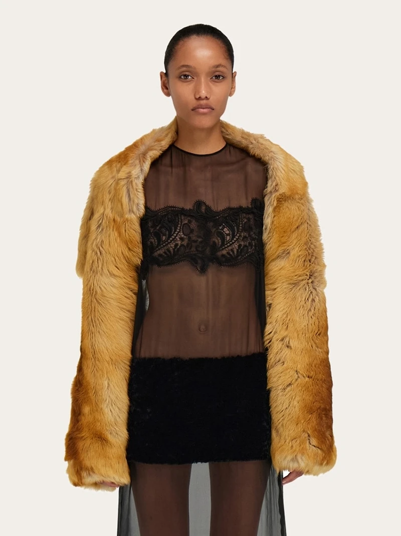 Shearling bolero coat