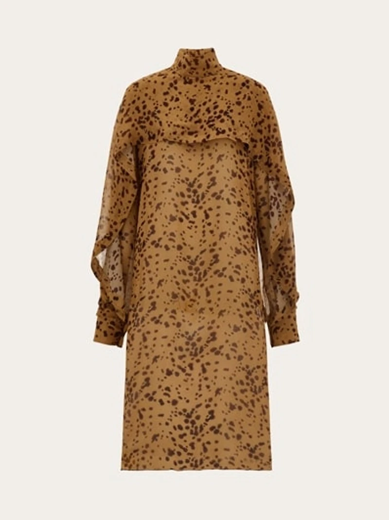 Silk dress with orchid print