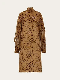 Silk dress with orchid print