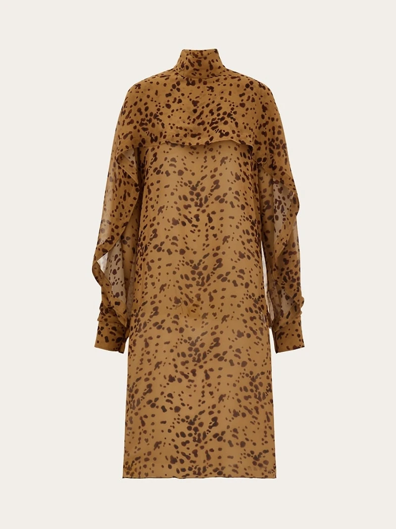 Silk dress with orchid print