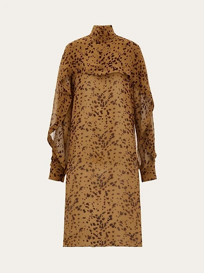 Silk dress with orchid print