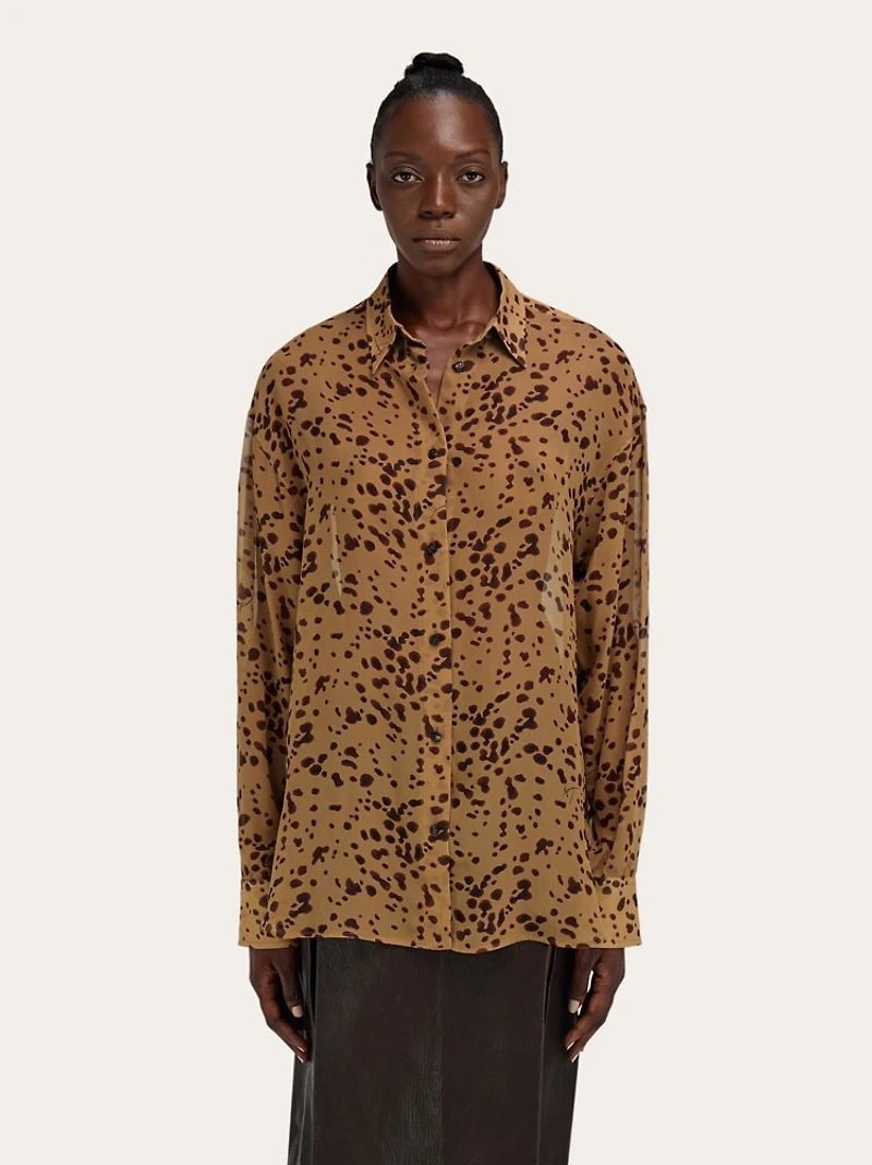 Georgette shirt with orchid print