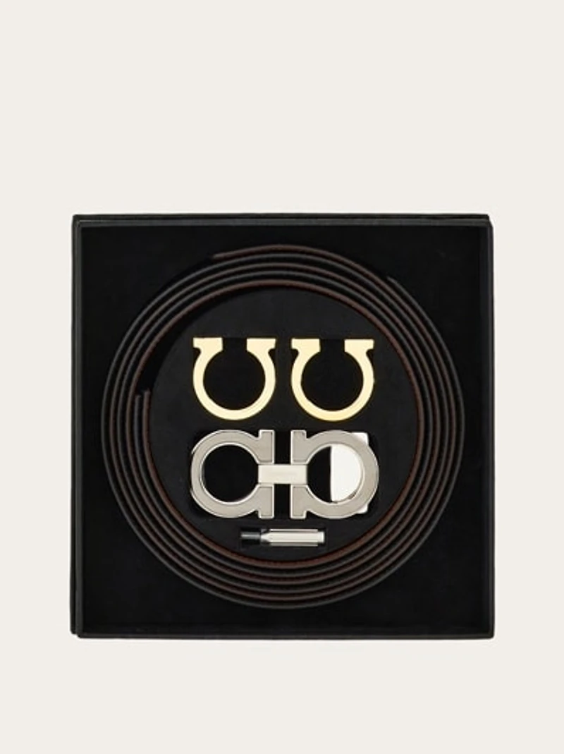 Reversible and adjustable Gancini belt with Switch buckle