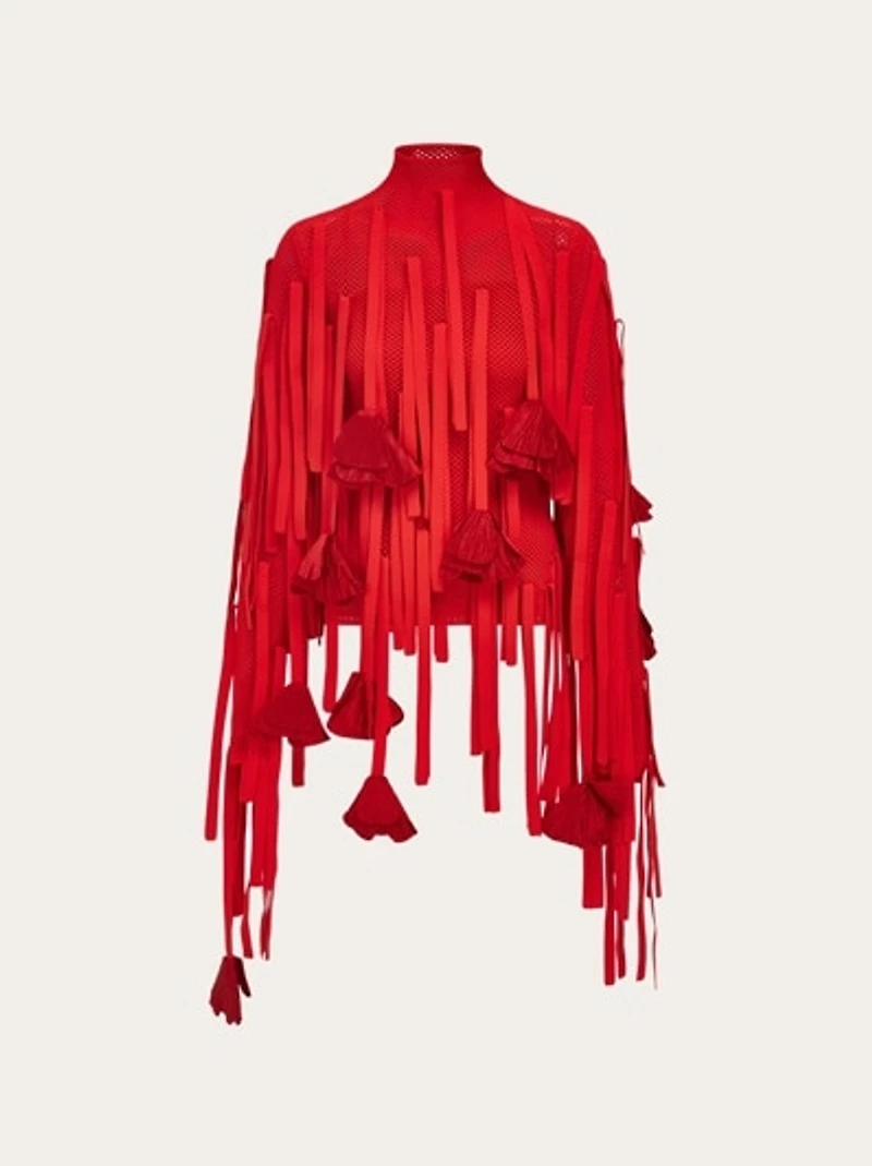 Mesh top with flower detail