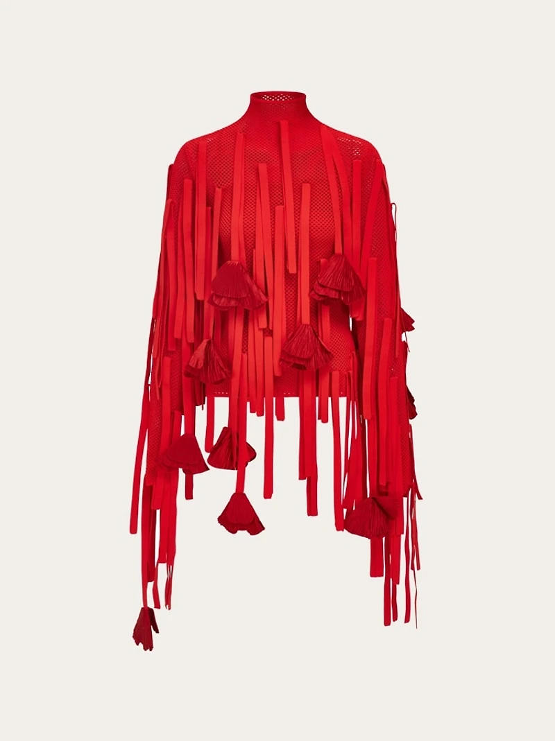 Mesh top with flower detail