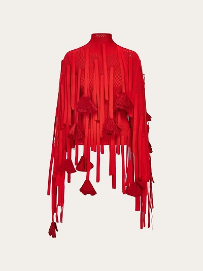 Mesh top with flower detail