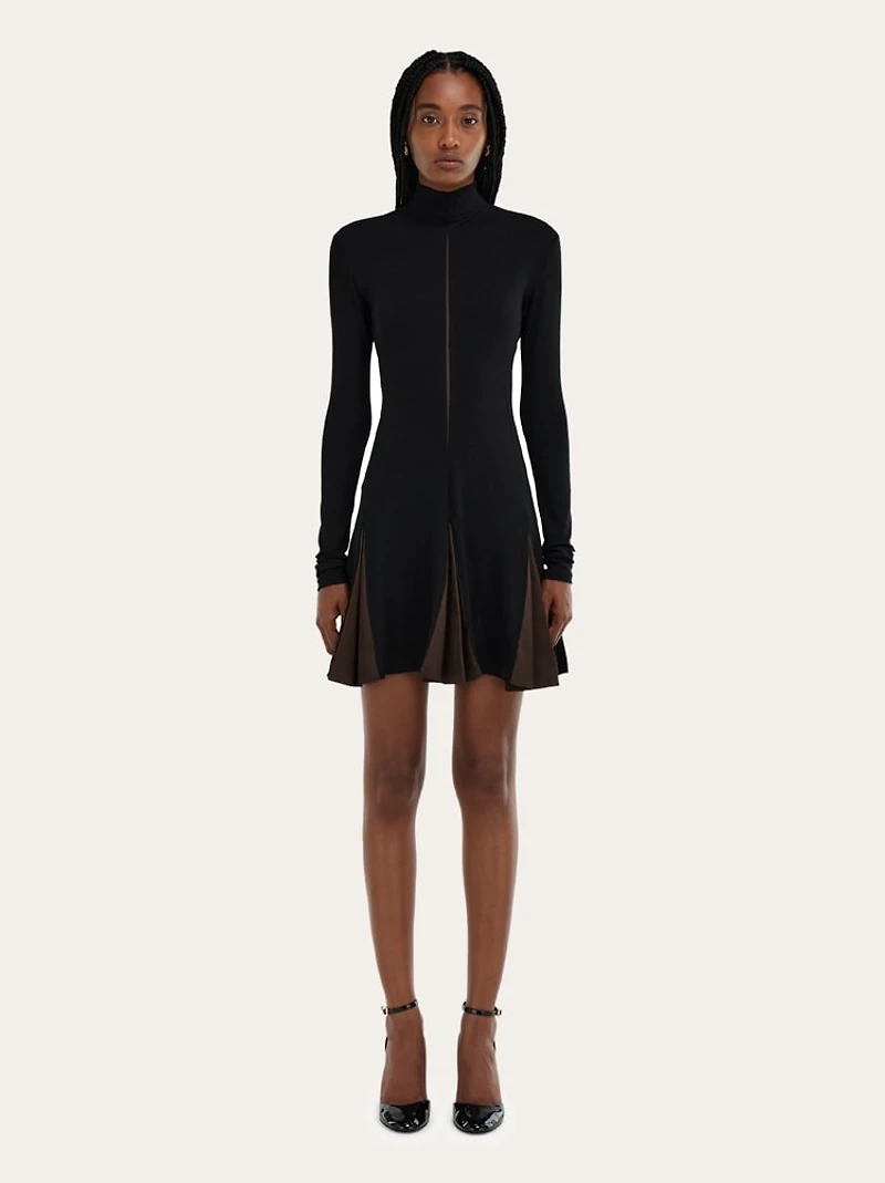 Dress with contrasting inserts