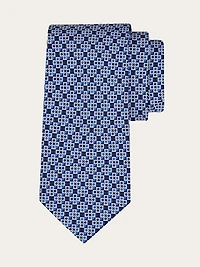 Gancini square print silk tie
