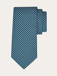 Gancini letter print silk tie