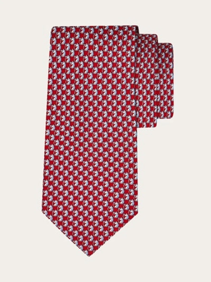 Pegasus print silk tie