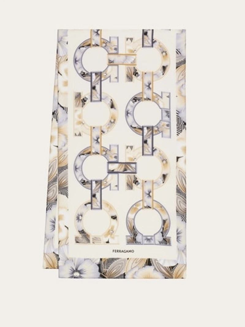 Gancini print silk scarf