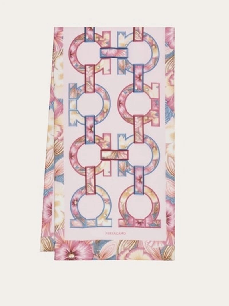 Gancini print silk scarf