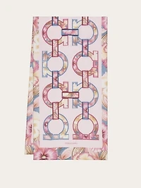 Gancini print silk scarf