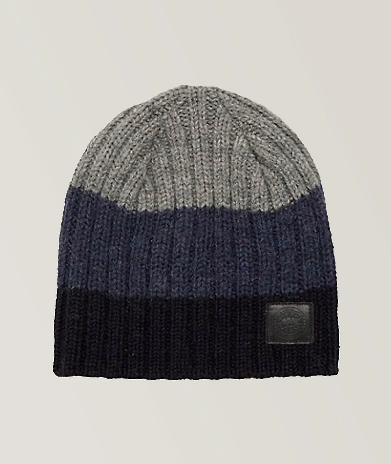 Ribbed Block Slouch Wool Beanie