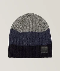 Ribbed Block Slouch Wool Beanie