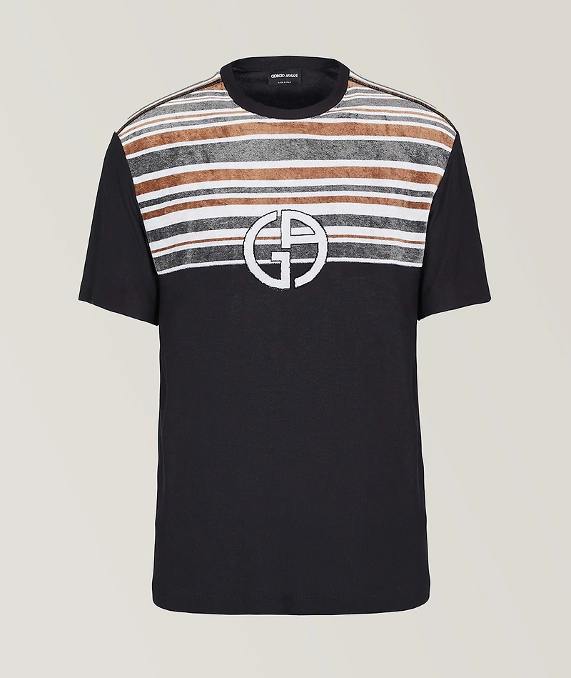 Striped Jacquard Insert Jersey T-Shirt
