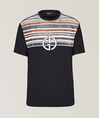 Striped Jacquard Insert Jersey T-Shirt