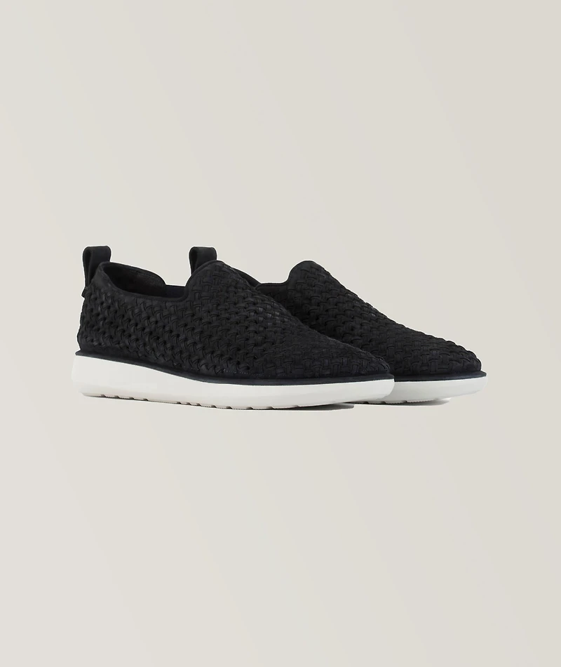 Woven Leather Slip On Sneakers