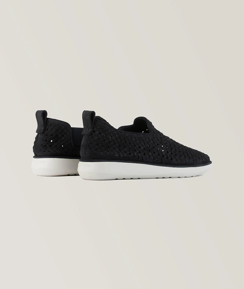 Woven Leather Slip On Sneakers