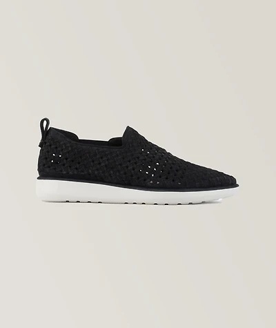 Woven Leather Slip On Sneakers