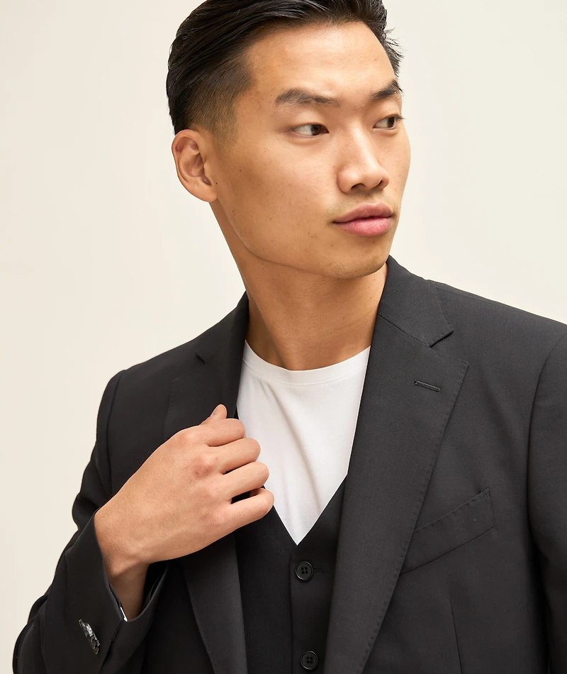 Solid Wool Three-Piece Suit