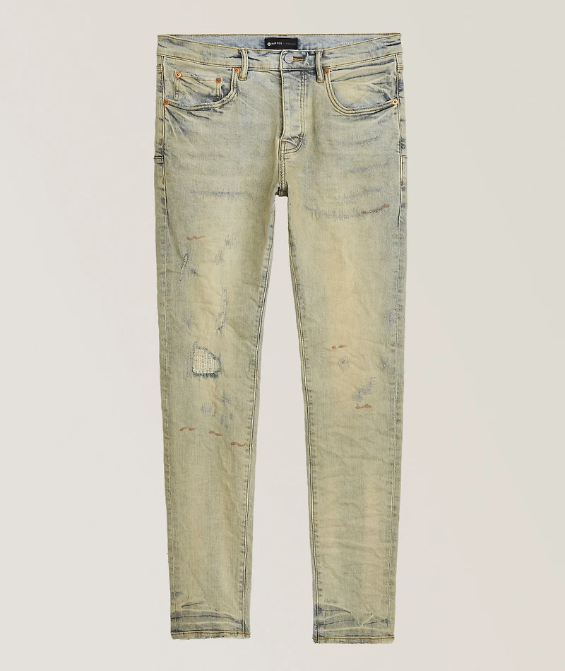 P001 Oil Wash Patched Jeans