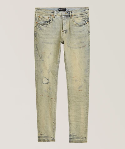 P001 Oil Wash Patched Jeans