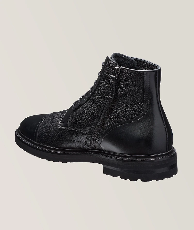 Deerskin Shearling Lined Cap-Toe Zip Boot