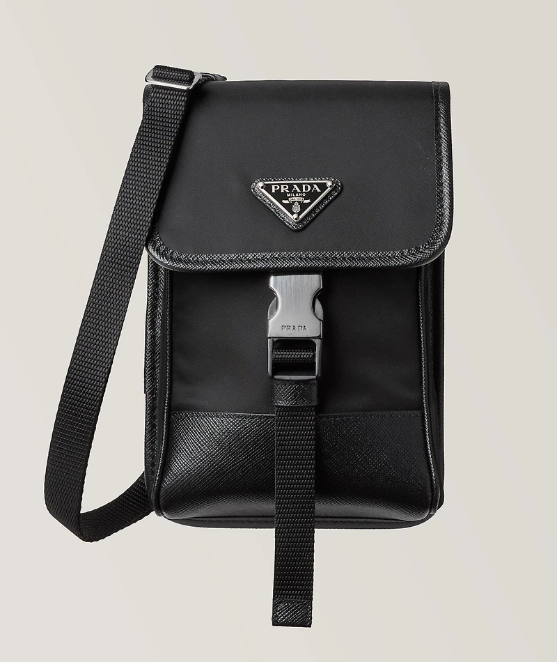 Nylon And Saffiano Leather Smart Phone Carrier