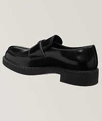 Logo Spazzolato Leather Loafers