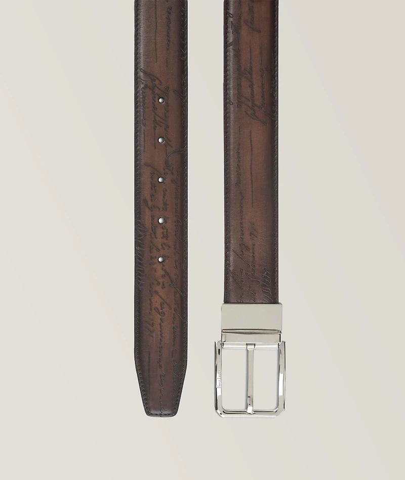 Adjustable & Reversible Scritto Leather Belt