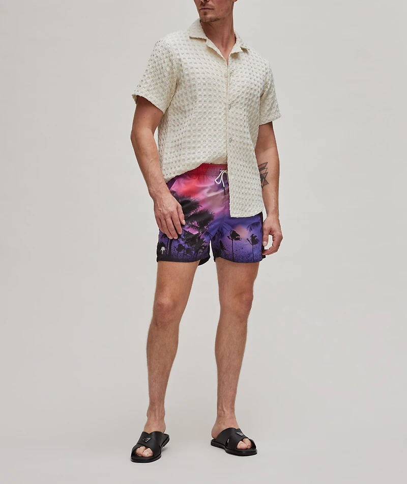 Waffle Terry Cotton Camp Shirt