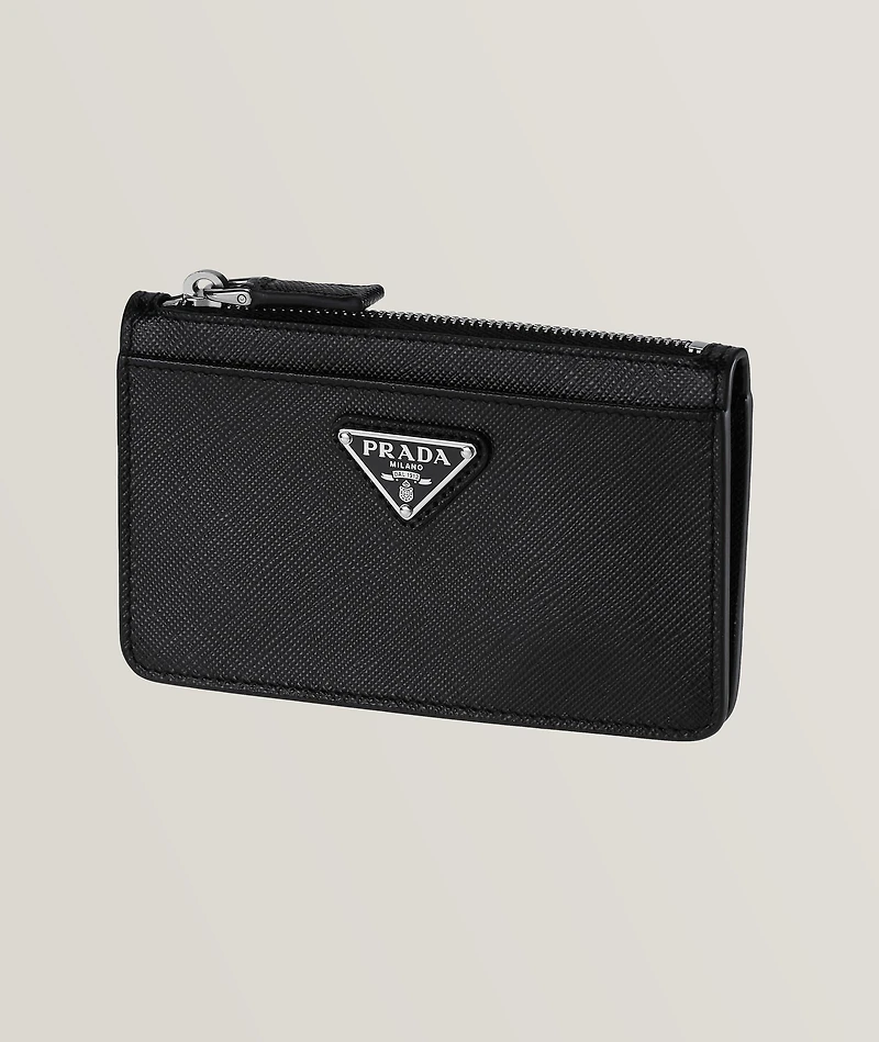 Saffiano Leather Zipper Card Case