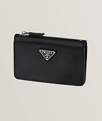 Saffiano Leather Zipper Card Case