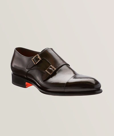 Carter Burnished Leather Double Monkstraps