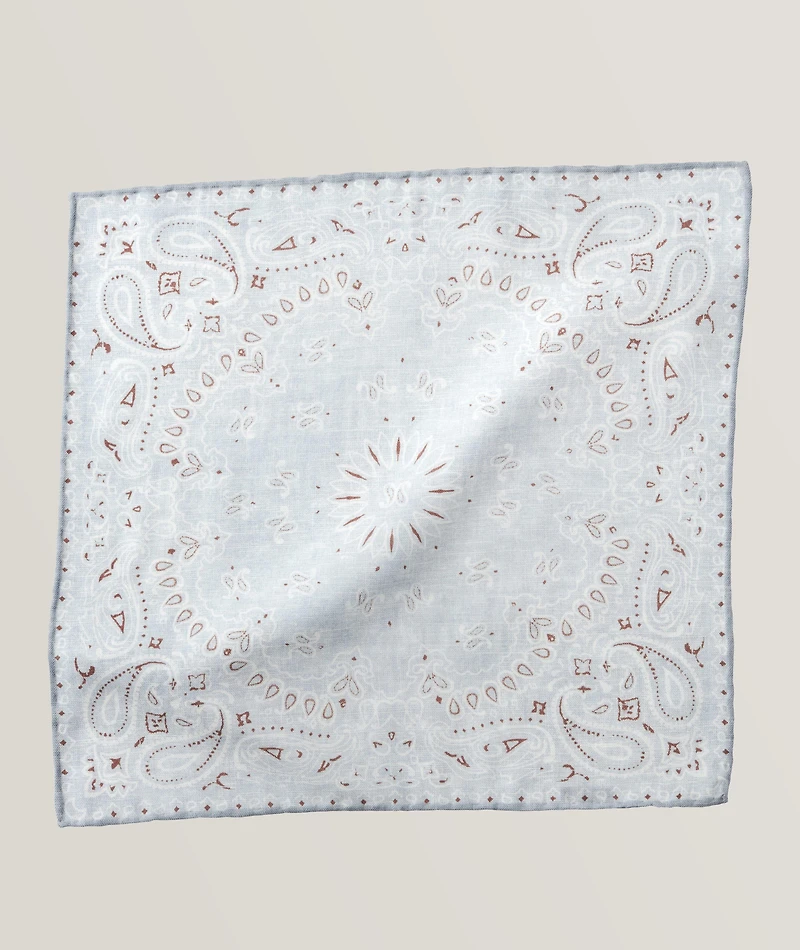 Platinum Collection Paisley Wool-Cotton Pocket Square
