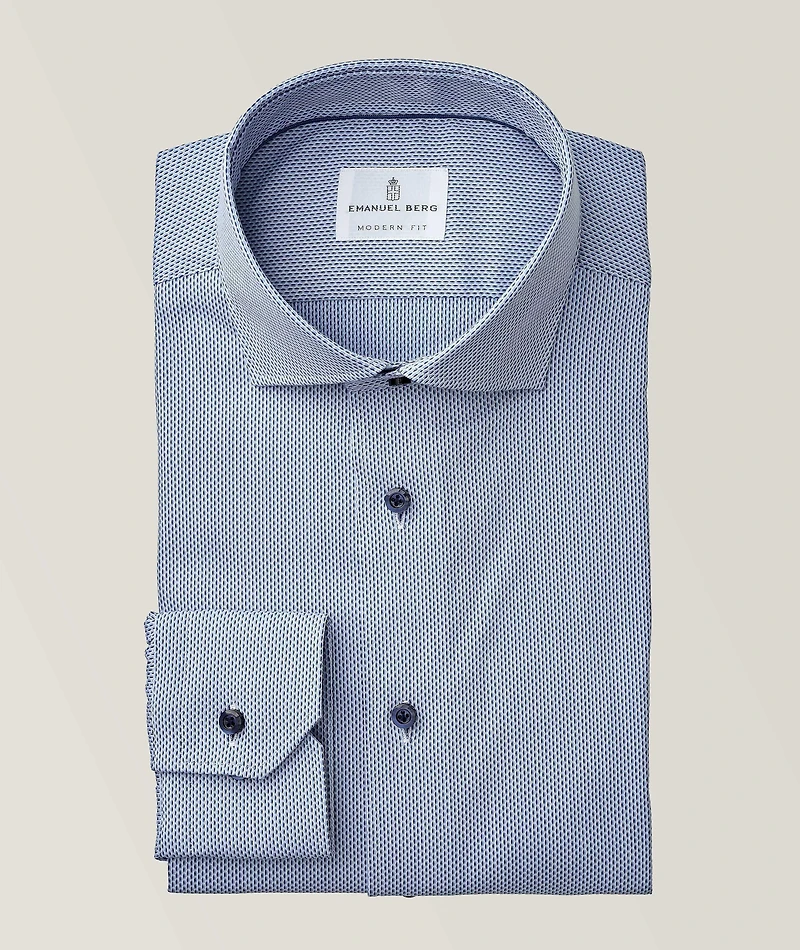 Geometric Print Cotton Twill Dress Shirt