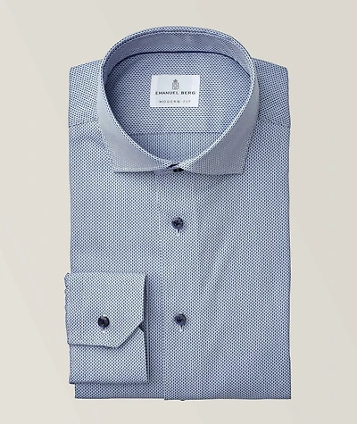Geometric Print Cotton Twill Dress Shirt