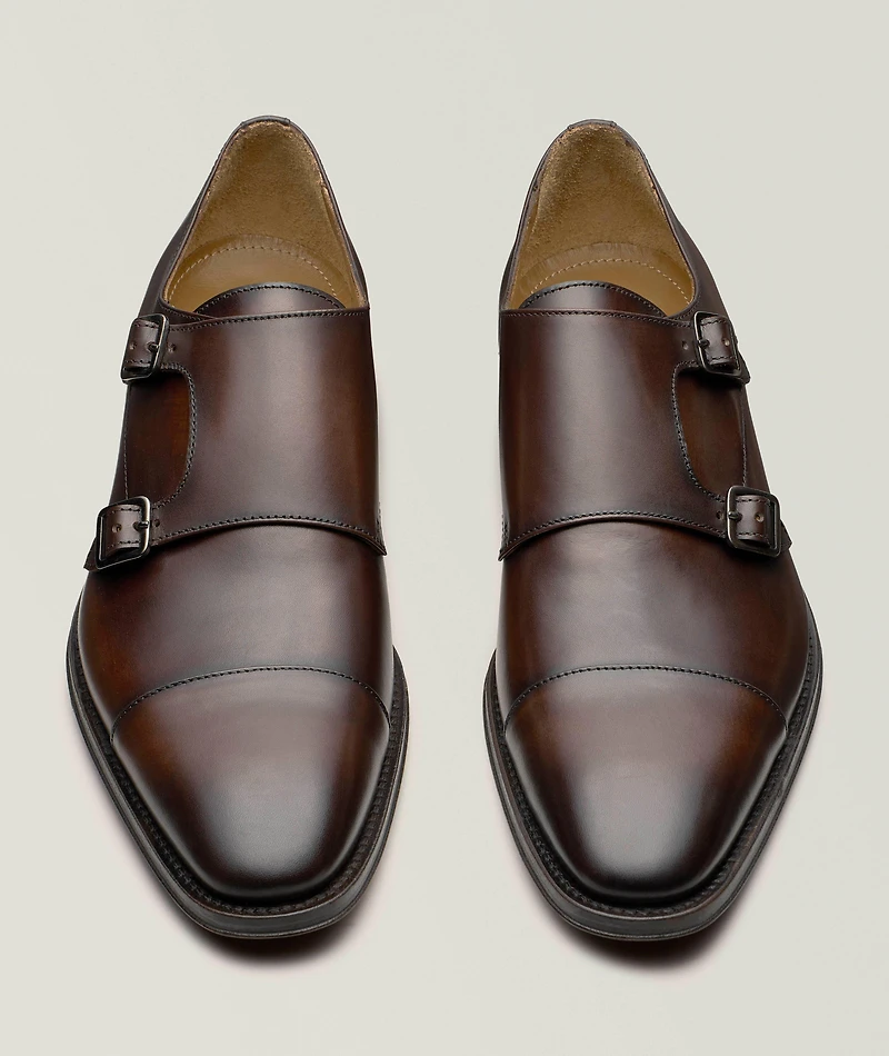 Burnished Leather Double Monk-Strap