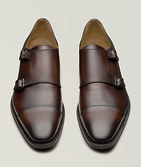 Burnished Leather Double Monk-Strap