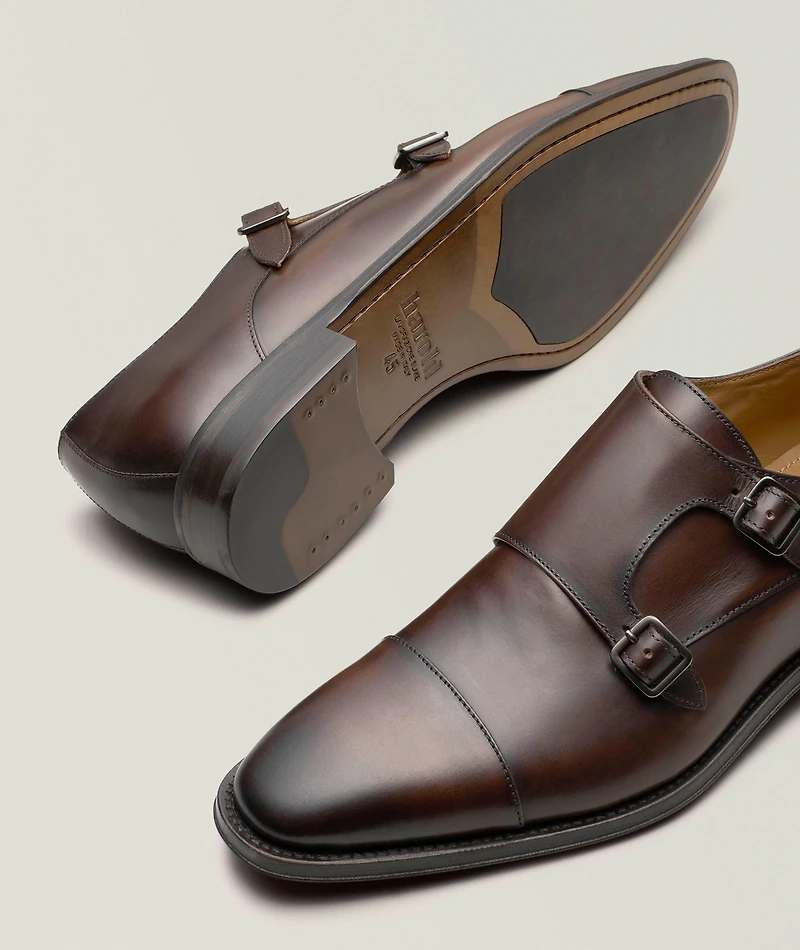 Burnished Leather Double Monkstraps