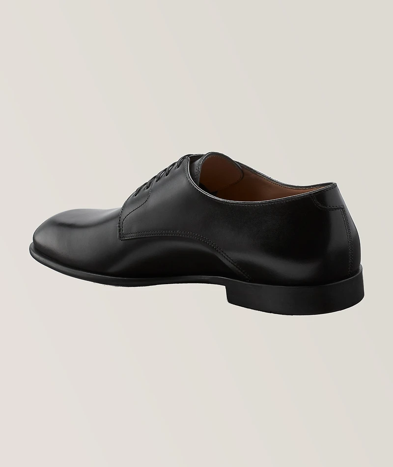 Fosco Polished Leather Plain-Toe Derbies
