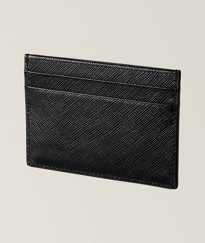 Triangolo Logo Plaque Saffiano Leather Cardholder