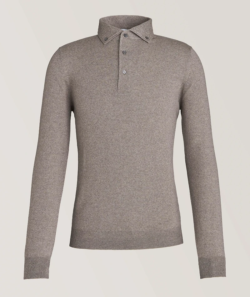 Long-Sleeve Virgin Wool Polo