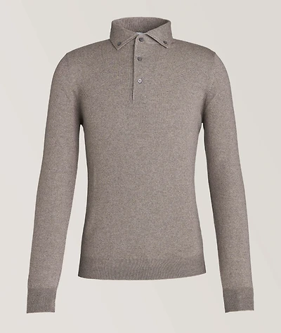 Long-Sleeve Virgin Wool Polo