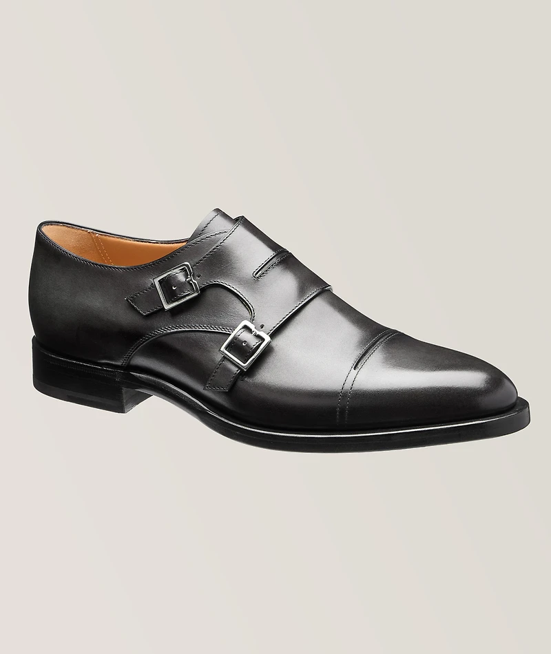 Equilibre Leather Stitch Cutout Double Monkstraps