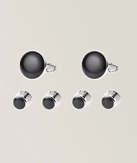 Round Enamel Cufflinks & Stud Set